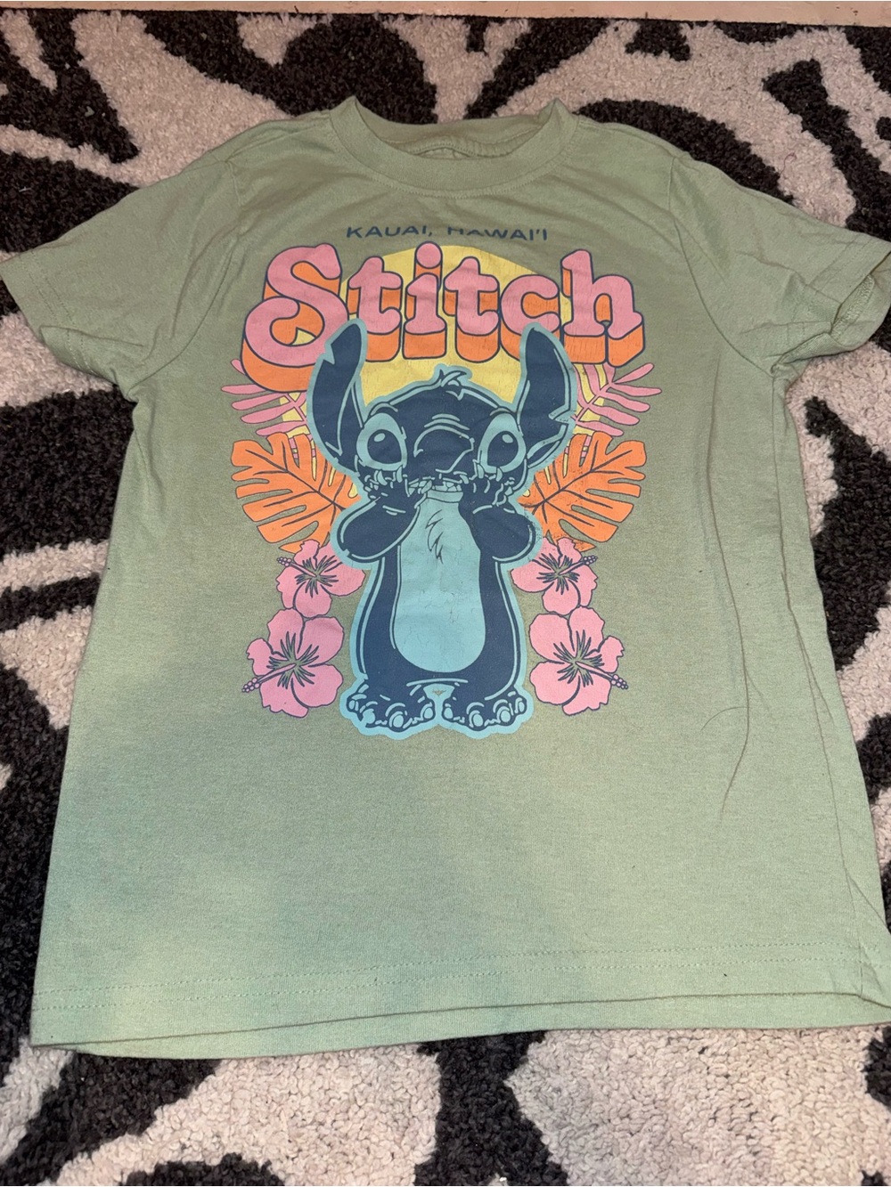 Disney Green Stitch Tropical Graphic Tee